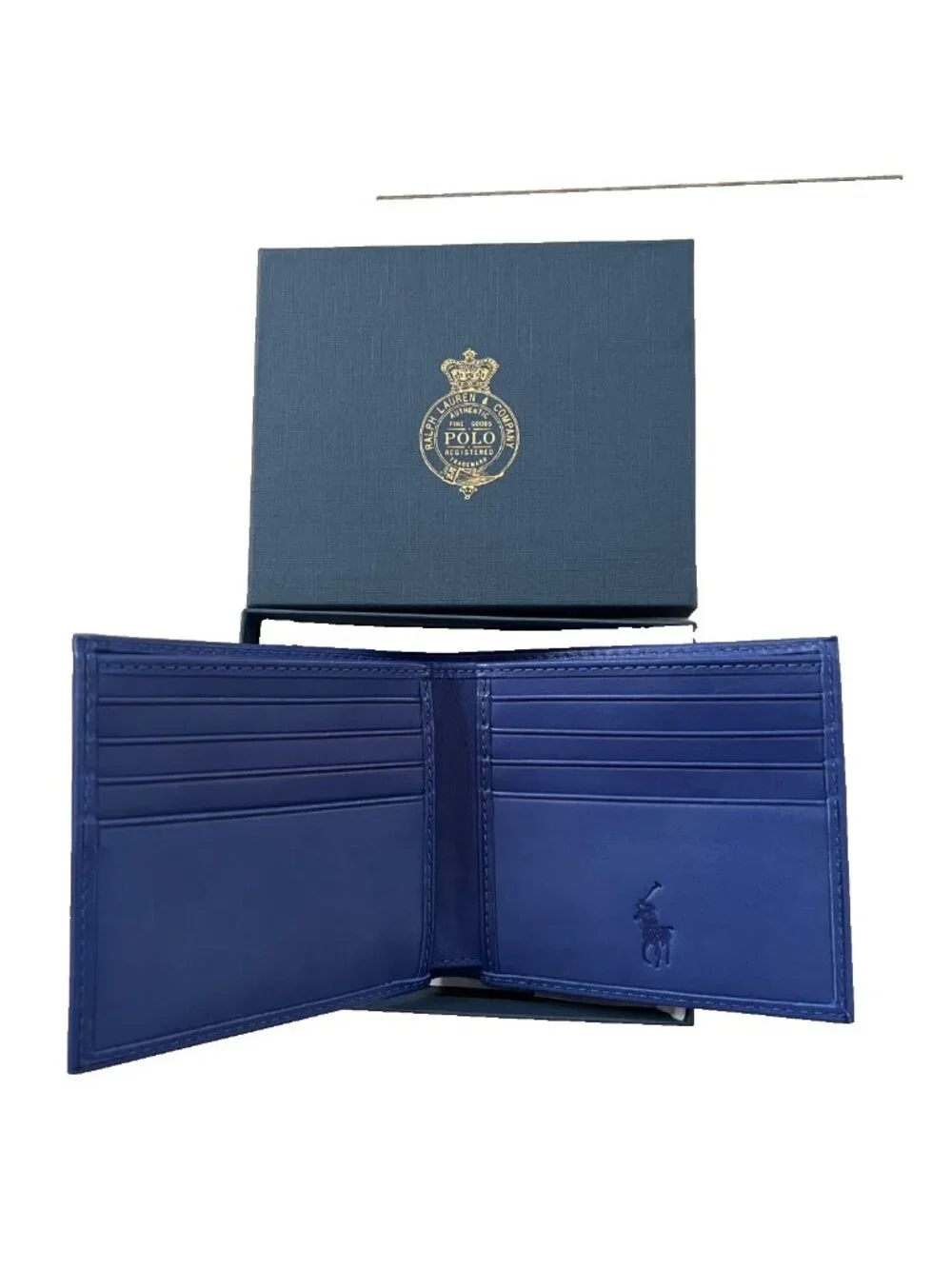 Polo Ralph Lauren Leather Logo Blue Wallet Cardholder BiFold